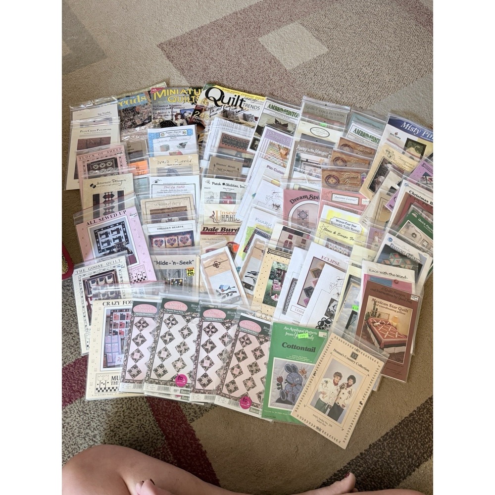 Quilting Patterns-Lot of 73 plus 3 magazines various  quilts kids table runner